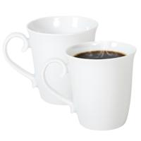Gerimport Koffie / thee mok - sierlijk - 2x stuks - wit - 310 ml - mokken - keramiek
