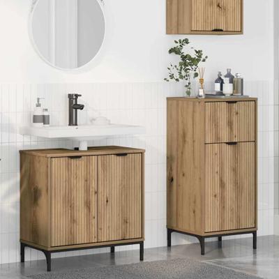 Badkamermeubelset met lade Geruit 2 pcs artisanaal eikenkleurig
