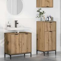 Badkamermeubelset met lade Geruit 2 pcs artisanaal eikenkleurig