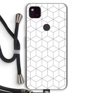 Zwart-witte kubussen: Pixel 4a 5G Transparant Hoesje met koord