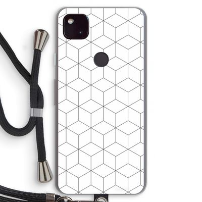 Zwart-witte kubussen: Pixel 4a 5G Transparant Hoesje met koord