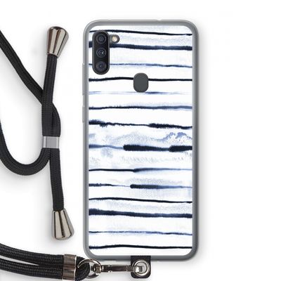 Ink Stripes: Samsung Galaxy A11 Transparant Hoesje met koord