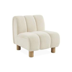 sweeek - Relaxfauteuil met afgeronde poten in hout en boucléstof