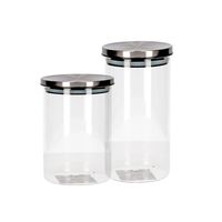 Set van 2 stuks glazen transparante voorraadbussen/voorraadpotten met deksel 650ml/900ml - Voorraadpot