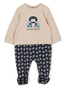 Aigner Kids pyjama en coton à imprimé graphique - Marron