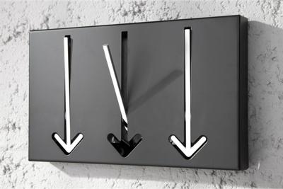 Modern Design Wandkapstok ARROW 30cm zwart met 3 haken - 20578