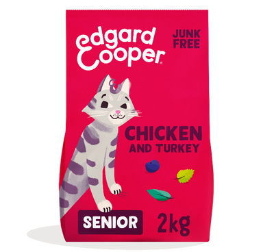 Edgard & Cooper graanvrij kip en kalkoen senior kattenvoer 2kg