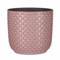 Plantenpot/bloempot keramiek roze stijlvol patroon - D17 en H16 cm