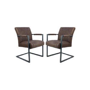 Eetkamerstoel Texas - Espresso/Grijs-Leder - Set van 2