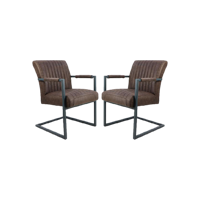 Eetkamerstoel Texas - Espresso/Grijs-Leder - Set van 2