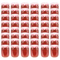 VidaXL Jampotten met wit met rode deksels 48 st 230 ml glas