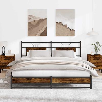 Bedframe zonder matras metaal gerookt eikenkleurig 183x213 cm