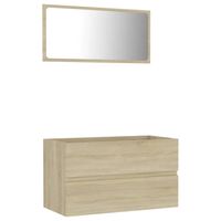 The Living Store Badkamermeubelset Spaanplaat - Sonoma Eiken - 80x38.5x45 cm