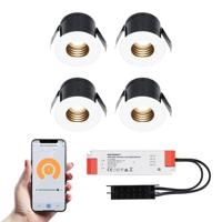 Set van 4 Betty Smart LED Mini Inbouwspots - Veranda spots - 12V 3W 140lm - Dimbaar - Wifi & Bluetooth - 2700K - IP44 waterdicht - Wit