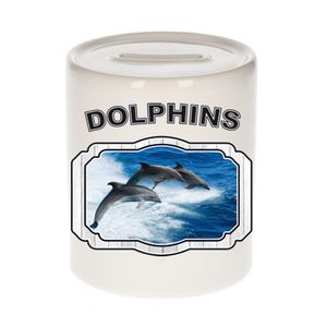 Dieren dolfijn groep spaarpot - dolphins/ dolfijnen spaarpotten kinderen 9 cm   -