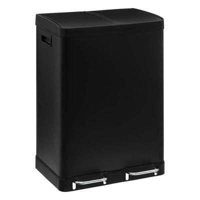 Dubbele Prullenbak/pedaalemmer Ariane - zwart - rvs metaal - 2 x 30 liter - 49 x 40 x 67cm - keuken