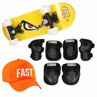 Skateboard set voor kinderen L 9-10 jaar/valbescherming/fast pet/skateboard met print 43 cm geel   - - thumbnail