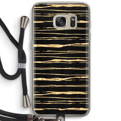 Gouden strepen: Samsung Galaxy S7 Transparant Hoesje met koord