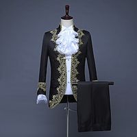 Retro vintage Rococo Middeleeuws 18de eeuw Baljurk Jas Broeken Outfits Gemaskerd Bal Overkleding Prins Aristocraat Voor heren Kant Volant Strakke pasvorm Afdrukken Halloween Prestatie Feest Zakelijk Lightinthebox