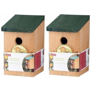 2x Vogelhuisjes houten nestkastjes van 22 cm   -