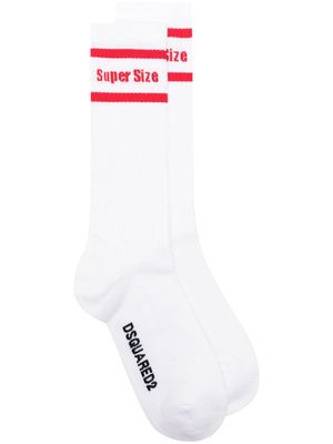DSQUARED2 chaussettes à slogan en jacquard - Blanc