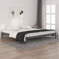 Bedframe massief grenenhout grijs 200x200 cm - thumbnail