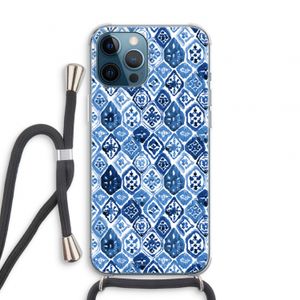 Blauw motief: iPhone 12 Pro Transparant Hoesje met koord