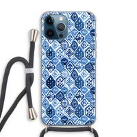 Blauw motief: iPhone 12 Pro Transparant Hoesje met koord