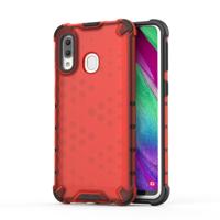 Schokbestendige honingraat PC + TPU Case voor Galaxy A40 (rood)