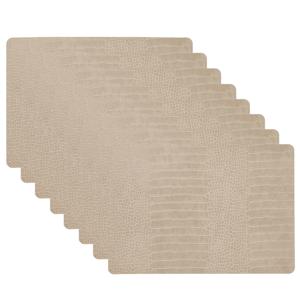 Unique Living placemats Croco lederlook - 8x - 43 x 30 cm - beige - pvc - tafel onderleggers