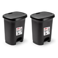 Plasticforte Pedaalemmer - 2x - 8L - zwart - kunststof - 25 x 21 x 30 cm