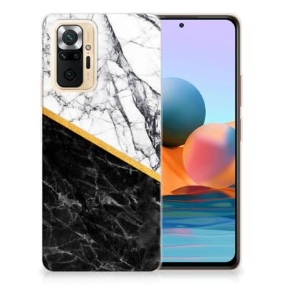 Xiaomi Redmi Note 10 Pro | TPU | Siliconen hoesje | Marmer Wit Zwart - Origineel Cadeau Man