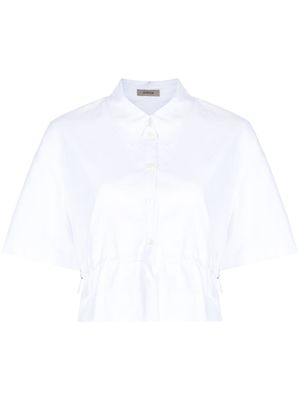 System chemise en coton à lien de resserrage - Blanc