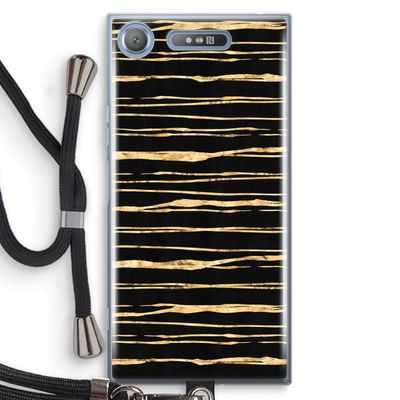 Gouden strepen: Sony Xperia XZ1 Transparant Hoesje met koord