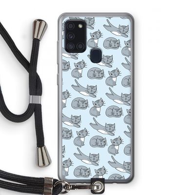 Poezen: Samsung Galaxy A21s Transparant Hoesje met koord