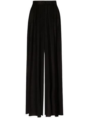 Dolce & Gabbana pantalon en soie stretch à coupe ample - Noir