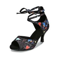 Dames Latin schoenen Professioneel Patroon / Print Feest Patroon / Print Speciale hak Open teen Veters Volwassenen Zwart Lightinthebox
