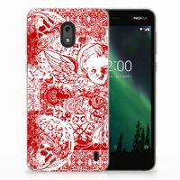 Silicone Back Case Nokia 2 Angel Skull Rood - thumbnail