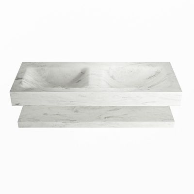 MONDIAZ ALAN-DLUX 120cm planchet Opalo. Vrijhangende wastafel CLOUD dubbel 2 kraangaten, kleur Opalo.