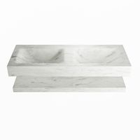 MONDIAZ ALAN-DLUX 120cm planchet Opalo. Vrijhangende wastafel CLOUD dubbel 2 kraangaten, kleur Opalo.