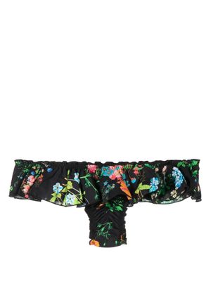 Cynthia Rowley bas de bikini volanté à fleurs - Noir