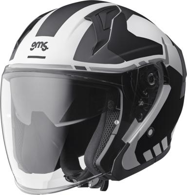 GMS Vectus Graphic, Jethelm of scooter helm, Mat zwart Wit