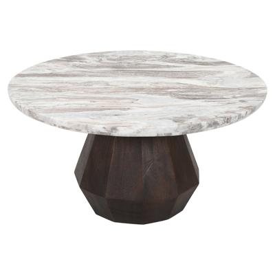Richmond Ronde Salontafel 'Oberoy' Marmer en mangohout, 80cm