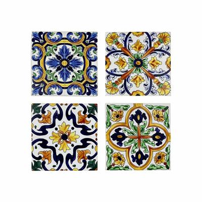 Onderzetters DKD Home Decor Tegel 4 Stuks (10,8 x 10,8 x 0,7 cm)