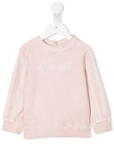 Roberto Cavalli Junior sweat à logo brodé - Rose