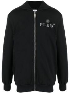 Philipp Plein hoodie zippé à plaque logo - Noir