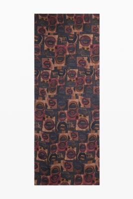 Rechthoekige sjaal met lippenmotief - BROWN - U