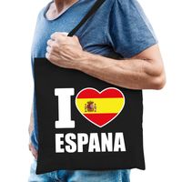 Katoenen Spanje tasje I love Espana zwart - thumbnail