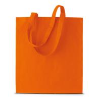 Shopper schoudertasje - oranje - katoen - 38x42 cm - met hengels - 11 liter