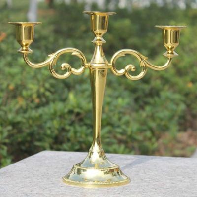 Retro kandelaar Home Decoratie woonkamer Cafe thema restaurant sieraden kaarslicht diner rekwisieten geschenken stijl: goud-3 armen